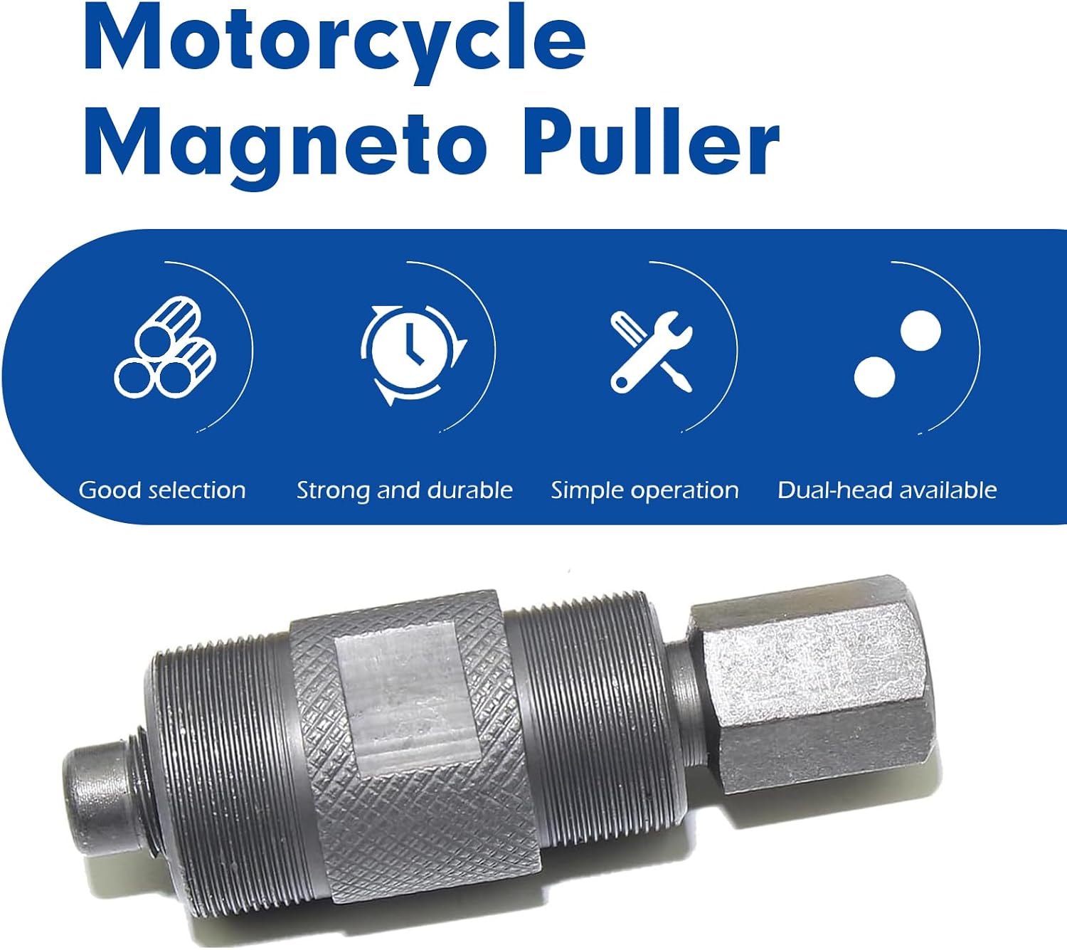 Flywheel Puller, Stainless Steel Dual Head Flywheel Puller for Small Engines, 24mm&27mm Fly Wheel Pullers Tool, Compatible with GY6 CG25 JH70 SG50 50CC-150CC, Universal for Motorcycles(Black)