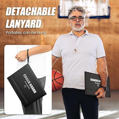 Miniatura 7 de Tabla de entrenamiento de baloncesto, portapapeles para entrenadores, kit de tablero magnético táctico con borrado en seco, marcador y bolsa con