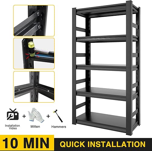 Miniatura 4 de Estantes de almacenamiento de garaje de 72 pulgadas de alto, estantería de metal para garaje de 2150 libras, estante resistente, estante ajustable,