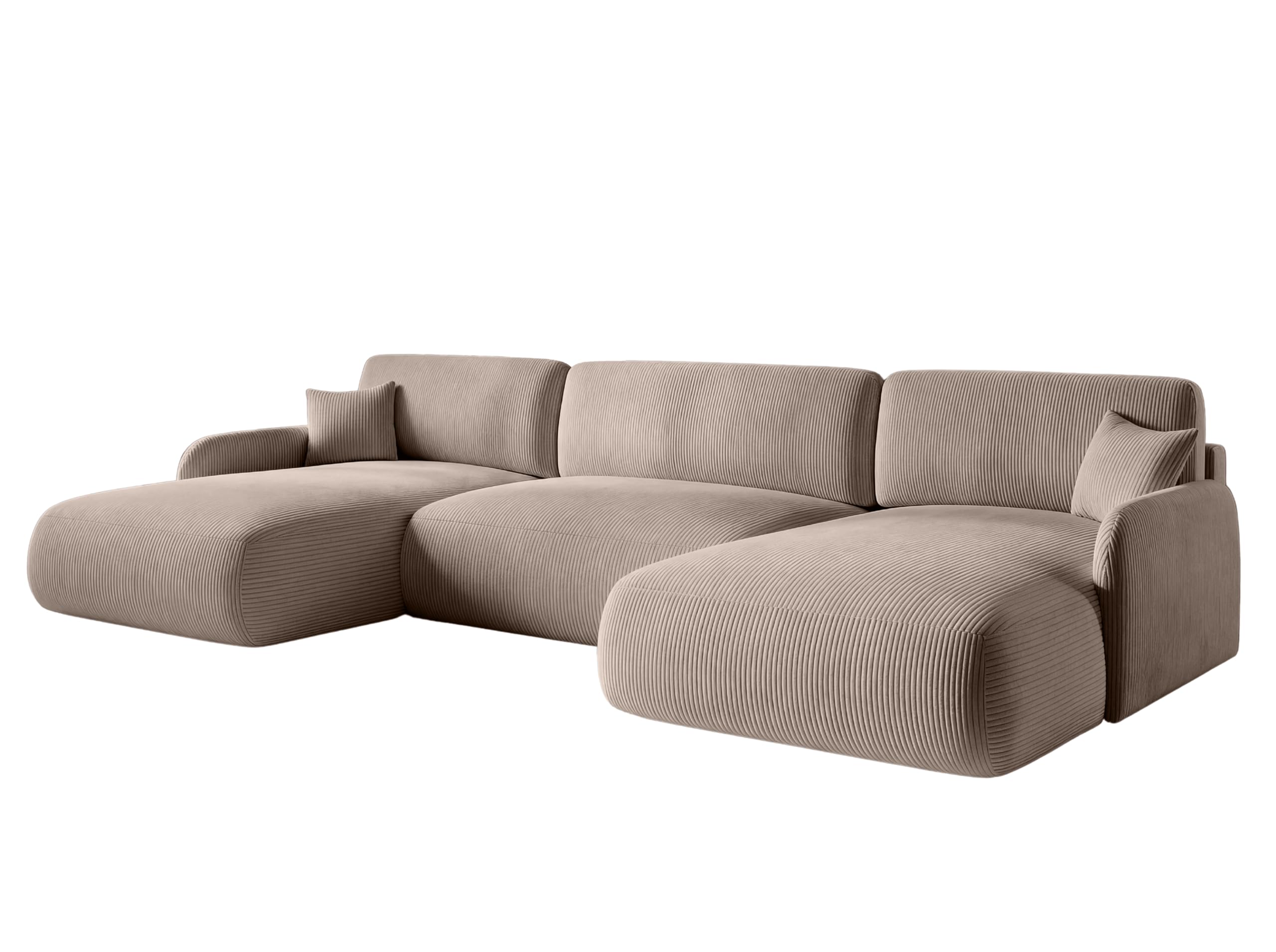 U-Form Wohnlandschaft mit Schlaffunktion 357x175 cm, Cordstoff – Großes Schlafsofa mit Bettkasten, Moderne Couch mit Stauraum NIVO (Poso 02)
