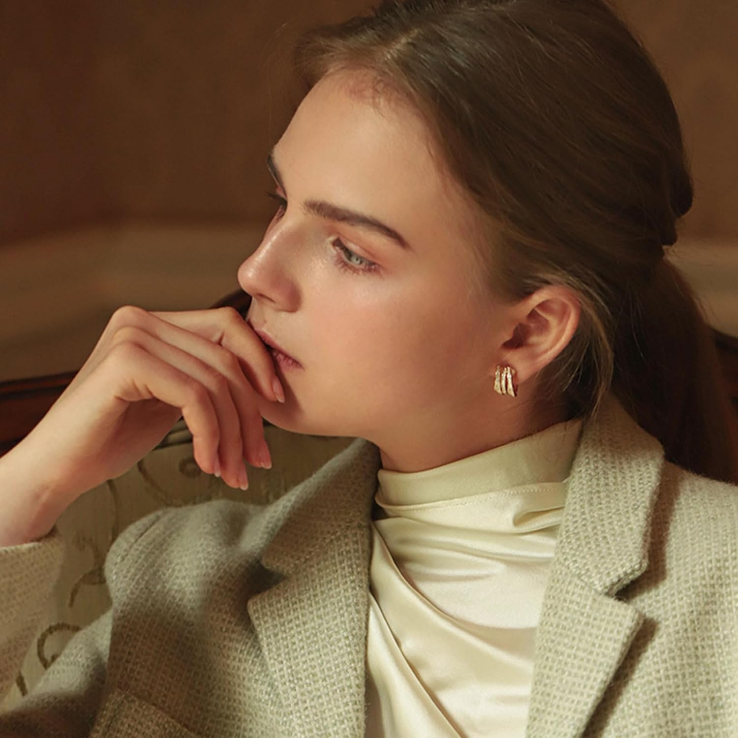 Gold Hoop Earrings for Women Trendy,14K Gold Stud Earrings Dainty Earrings Simple Minimalist Gold Earrings Hypoallergenic Earring for Women - Image 8