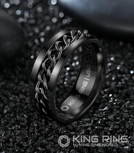 Miniatura 2 de King Ring Anillo giratorio de 0315in anillo de ansiedad para hombres y mujeres anillo giratorio de acero inoxidable para aliviar el estrés Metal no