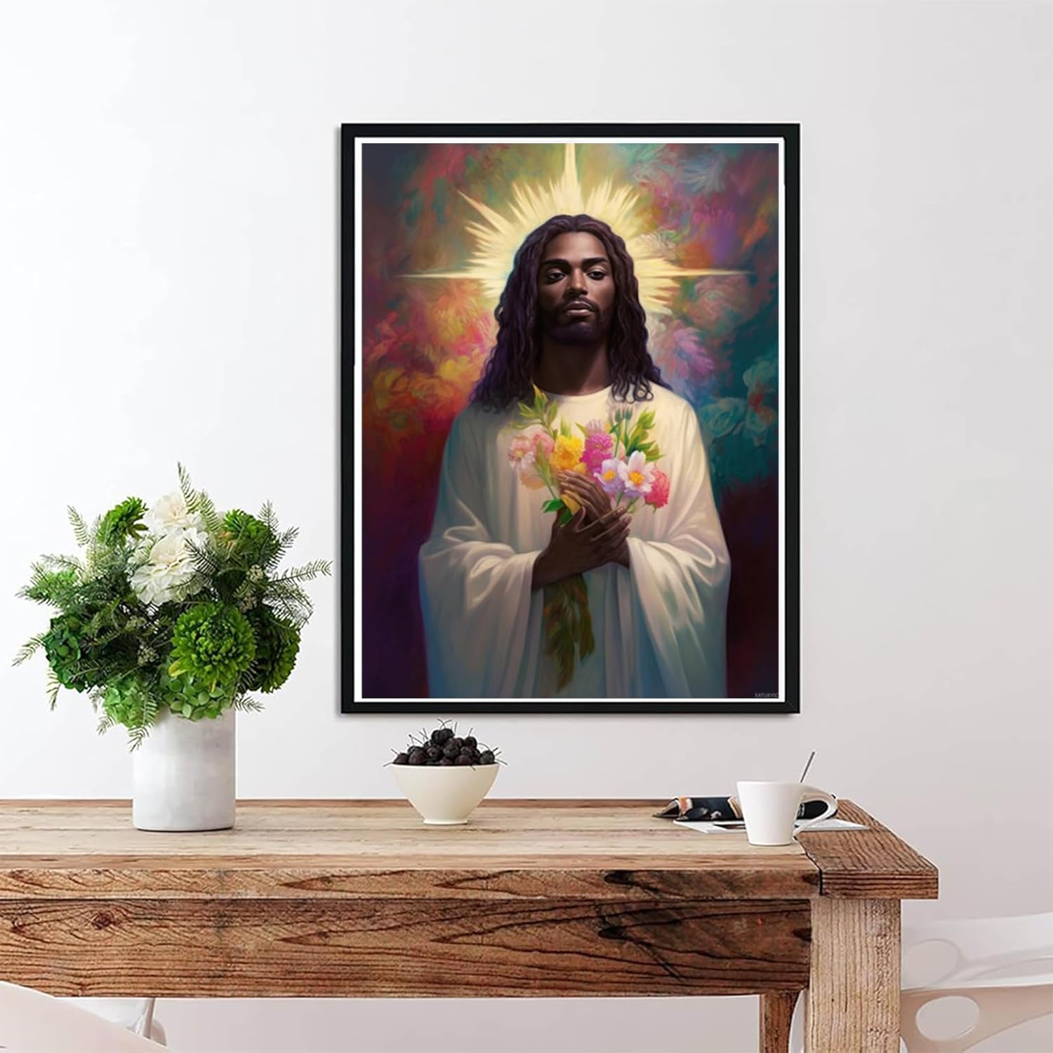 EATUKYIC African American Black Jesus Lily Colorful 5D Adult Diamond Art, DIY Diamond Art Painting Kits for Decor Canvas 12x16inch/30x40cm
