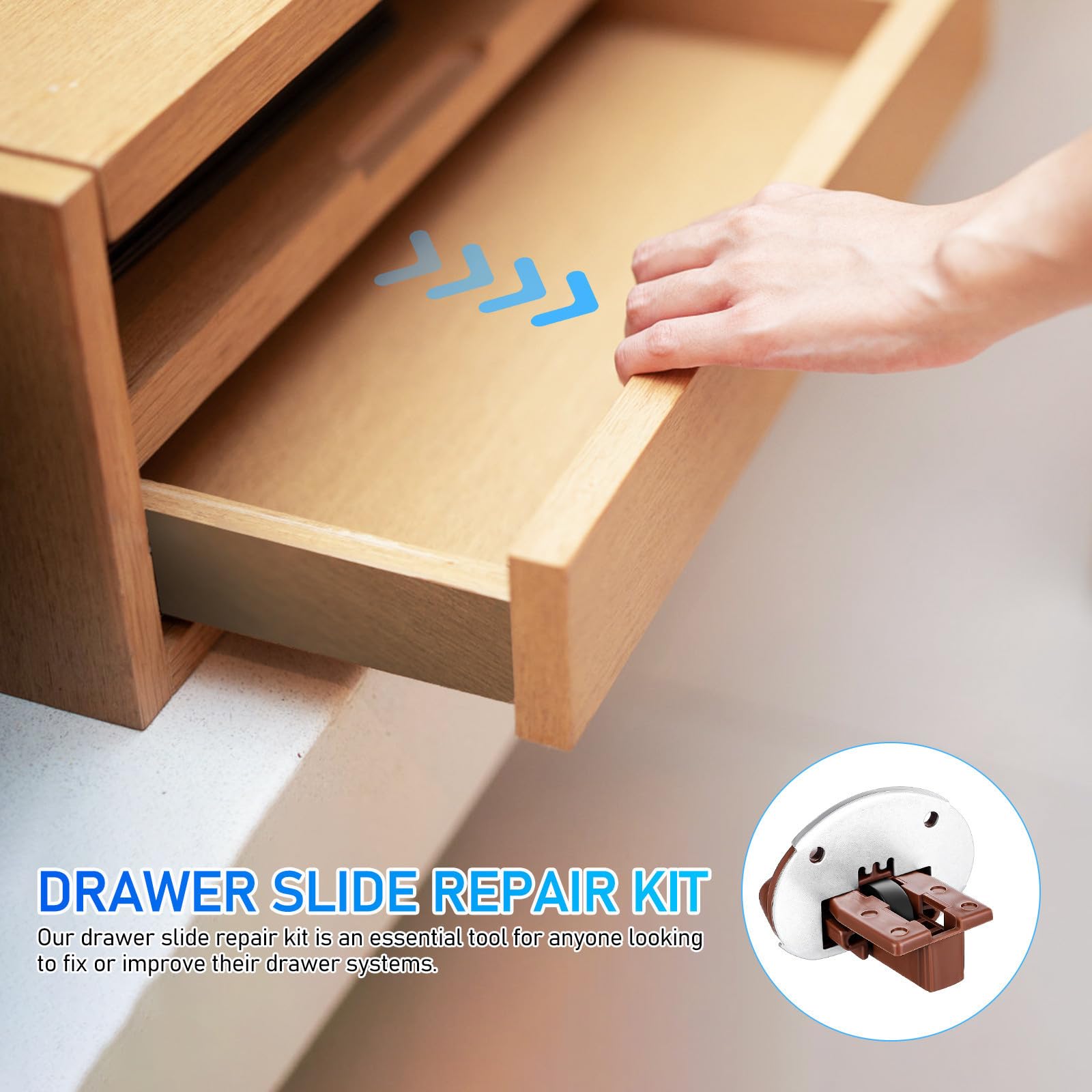 Sewroro 10 Juegos Kit de Reparación de Correderas de Cajón Accesorios de Instalación, Rieles Guía de Plástico y Metal para Muebles y Armarios de Cocina, Suave y Fácil Montaje