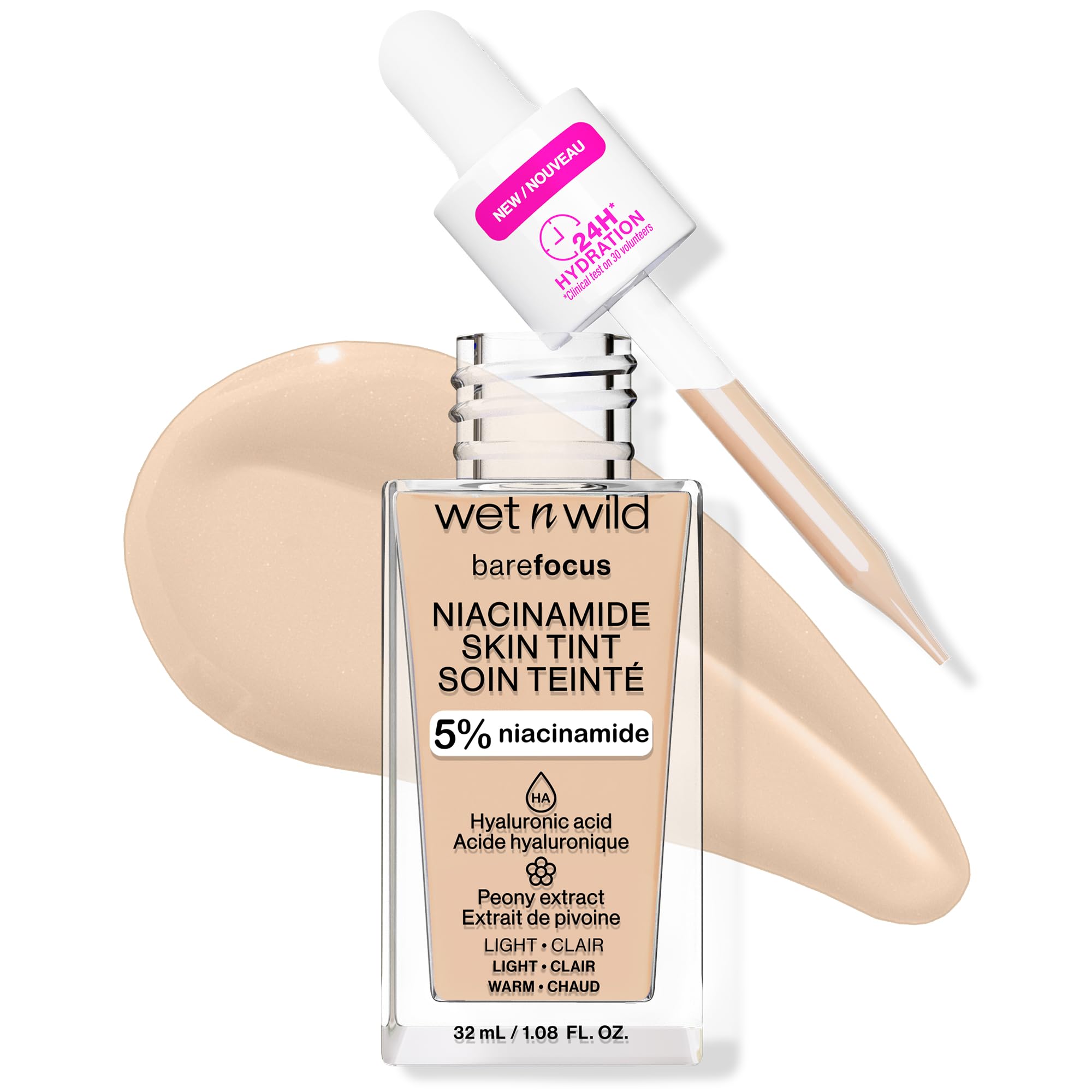 Bare Focus Skin Tint, 5% Niacinamide Enriched, Buildable Sheer Lightweight Coverage, Natural Radiant Finish, Hyaluronic & Vitamin Hydration Boost, Cruelty-Free & Vegan - Light