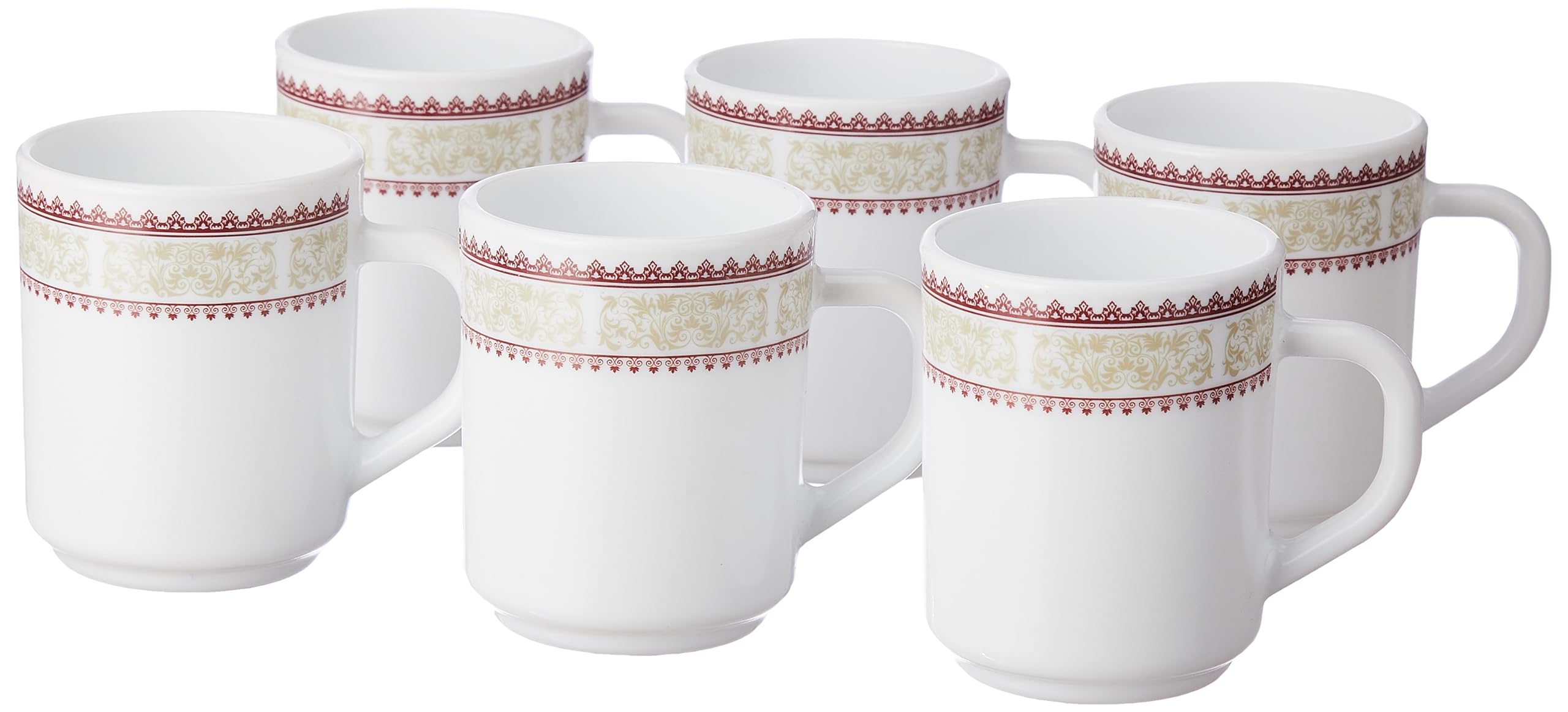 Larah by BOROSIL Elega Opalware Mug, Set of 6 Tea/Coffee Mugs, 240 ml Each, Microwave & Dishwasher Safe, Bone-Ash Free, Crockery Set Ideal for Daily Use & Gifting, White