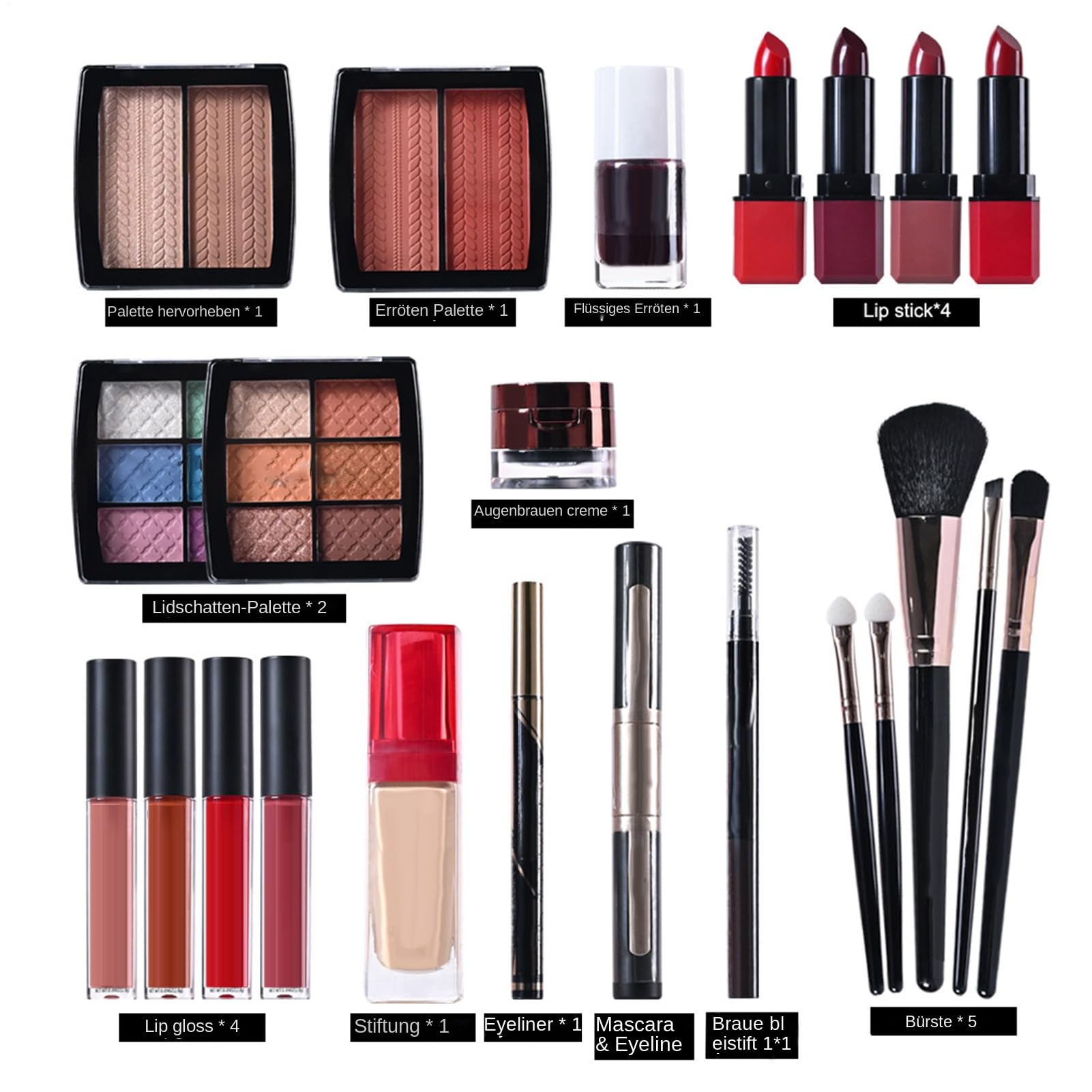 Grundlegendes Make-up-Set Tragbare Kosmetik-Palette | Tragbares Langanhaltendes Damen Make-up Set Für Damen, Mütter, Freundinnen Und Bühnenauftritt