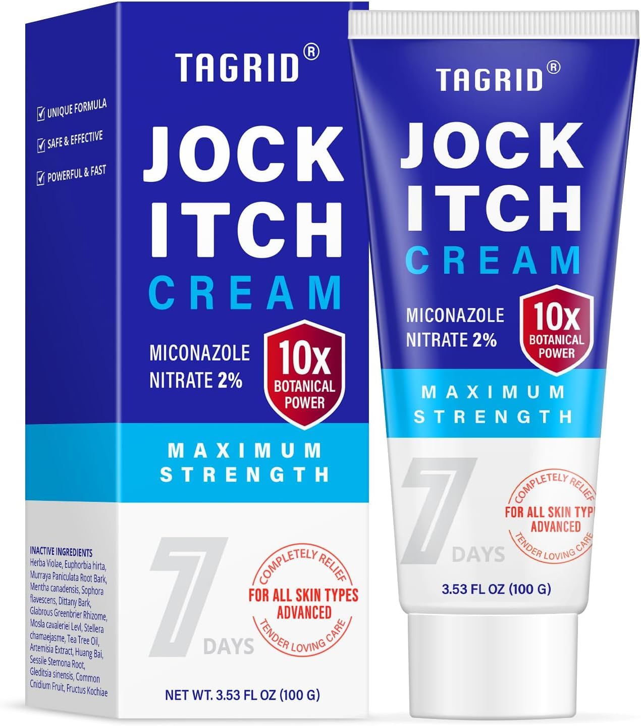 TAGRID Jock Itch Relief Cream: Jock Itch Relief for Men and Women - Soothing &amp; Fast-Absorbing Skin Cream for Irritation, Burning, &amp; Discomfort – Non-Staining &amp; Gentle for Sensitive Areas - 3.5 OZ