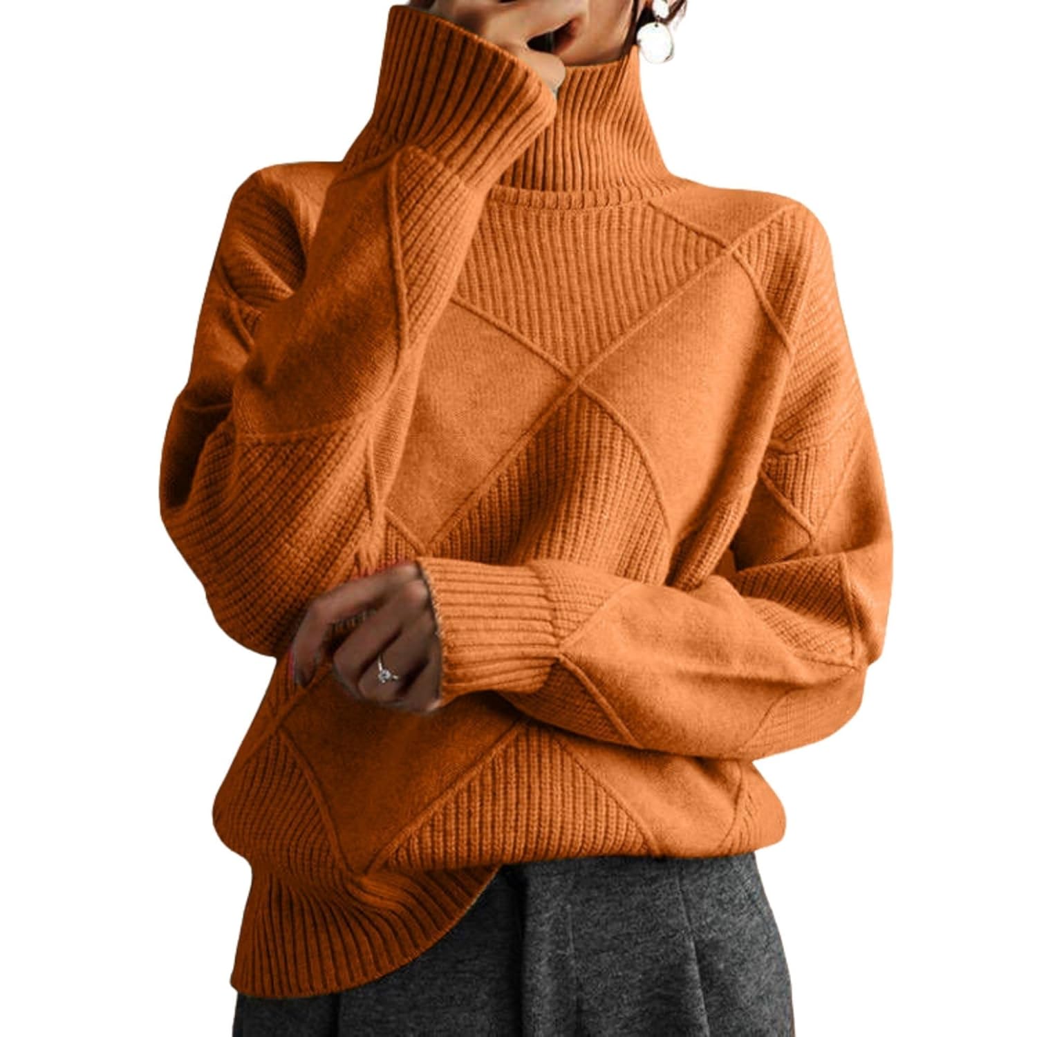 Pullover Sweaters for Women Chunky Knit Long Sleeve Fall Winter Cable Oversized Sweater Tops