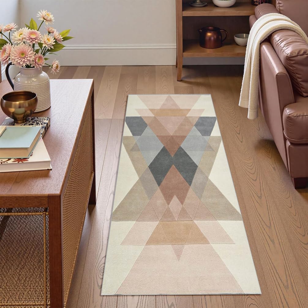 Passatoia Corridoio Antiscivolo Tappeto Cucina Beige Personalizzate Tappetto Tappeto Salotto per Soggiorno Camera da Letto corridoio Entrata Bagno ，120 x 270 cm