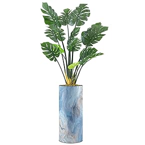 SIGNWIN Monstera Tree with Blue & Tan Watercolor...