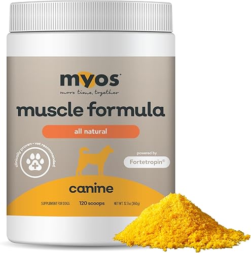 MYOS Canine Muscle Formula - Suplemento de construcción muscular totalmente natural clínicamente probado - Reduce la pérdida muscular en perros