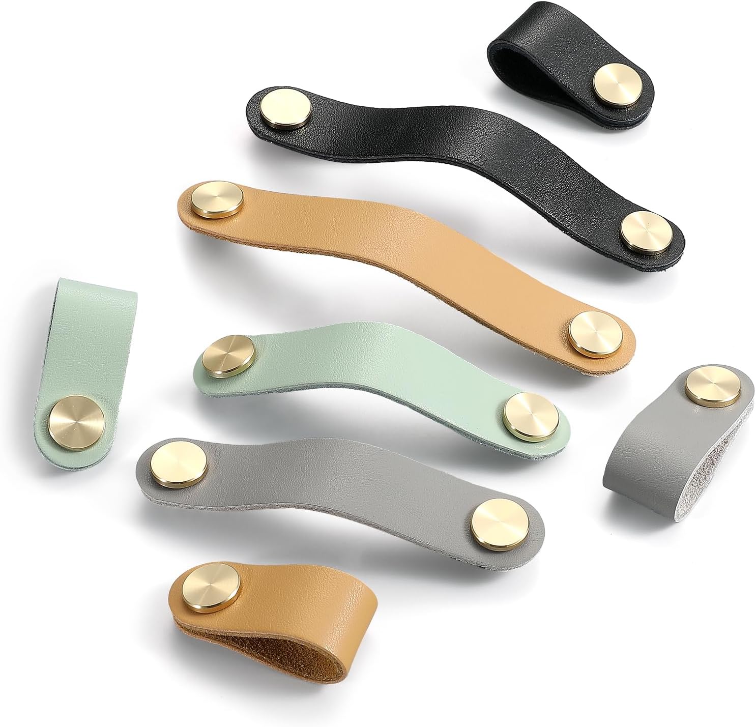 Evionlin Orange 3.78 in【8 Pack】 Colored Leather Cabinet Handles for Bedroom Wardrobes, Preventing Bumps and Scuffs