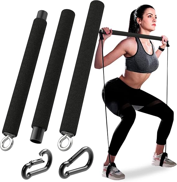 Tribe Lifting Resistance Band Bar - Portable Steel Workout Bar for Resistance Bands - Adjustable 38 to 26 Inch - Straight Bar Attachment for Cable Machine and Home Gym Exercises