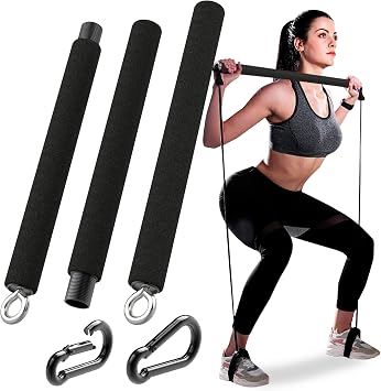 Tribe Lifting Resistance Band Bar - Portable Steel Workout Bar for Resistance Bands - Adjustable 38 to 26 Inch - Straight Bar Attachment for Cable Machine and Home Gym Exercises