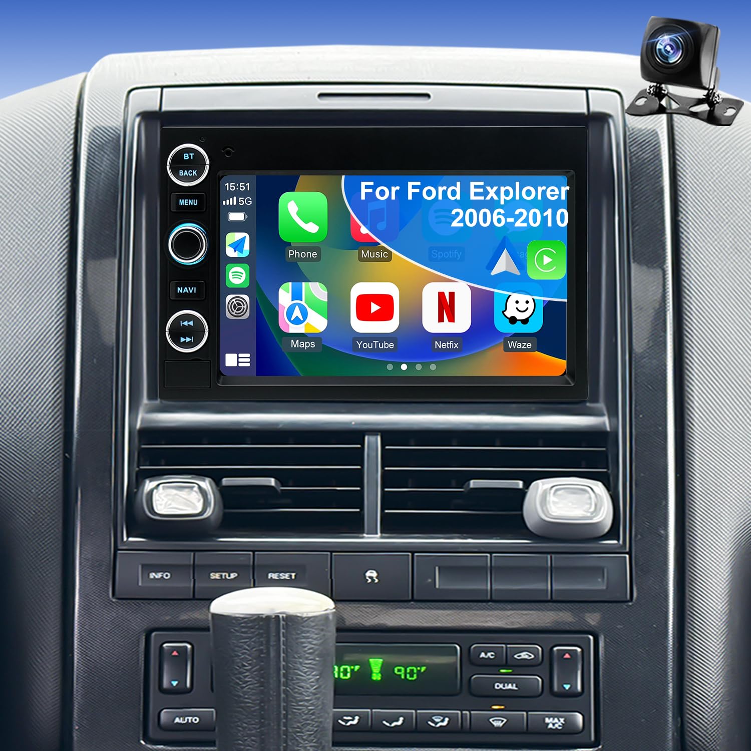 Photo 1 of 5GWiFi Upgrade Car Radio for Explorer 2006-2010, Expedition 2007-2014, Fusion 2006-2009, Ford F150 2004-2008, F250 F350 2006-2016, Touch Screen Stereo Wireless Carplay Android Auto GPS FM Camera