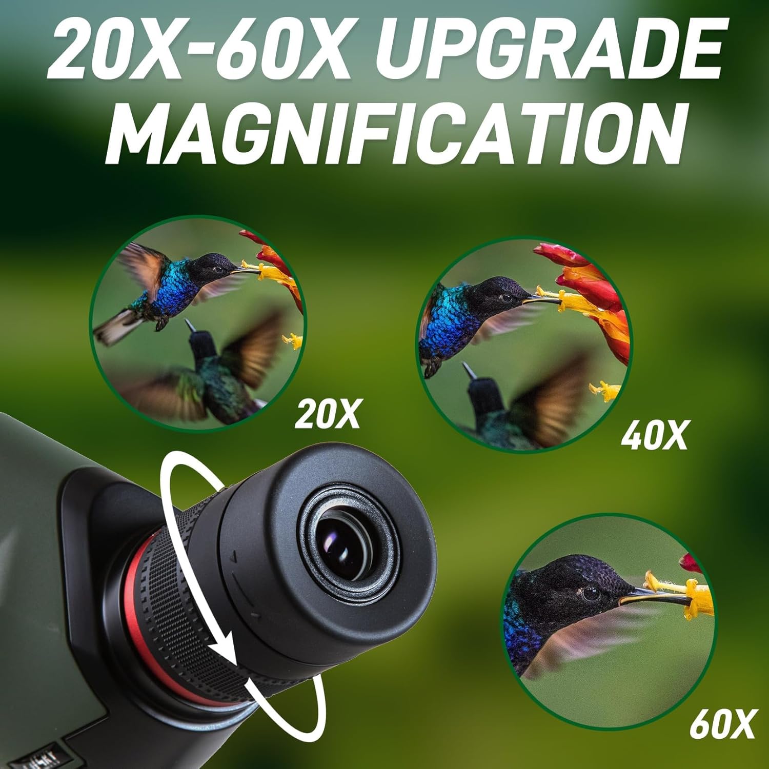 Gosky Spotting Scope, 20-60x60 Spotting Scopes for Target Shooting & Hunting & Bird Watching, BAK4 High Definition, Angled Spotter Scope with Tripod, Phone Adapter, Carrying Bag - Image 2