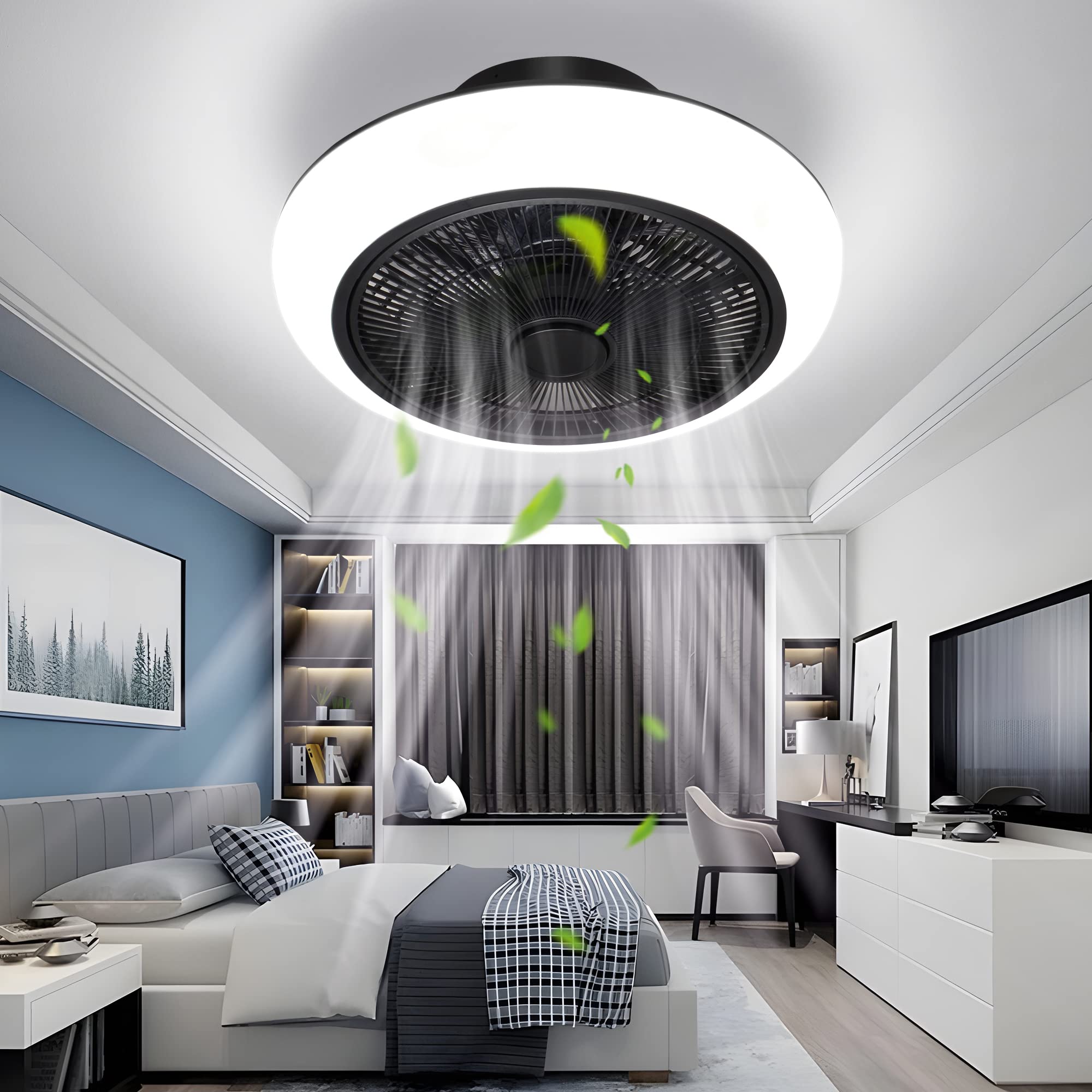 Buy Ceiling Fans with Lights Remote Control, 18 Inch Small Bladeless