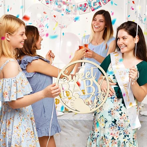 Miniatura 4 de Letrero de madera para niña con texto en inglés Sweet Baby Girl, decoración para colgar en la pared para recién nacidos, revelación de género,