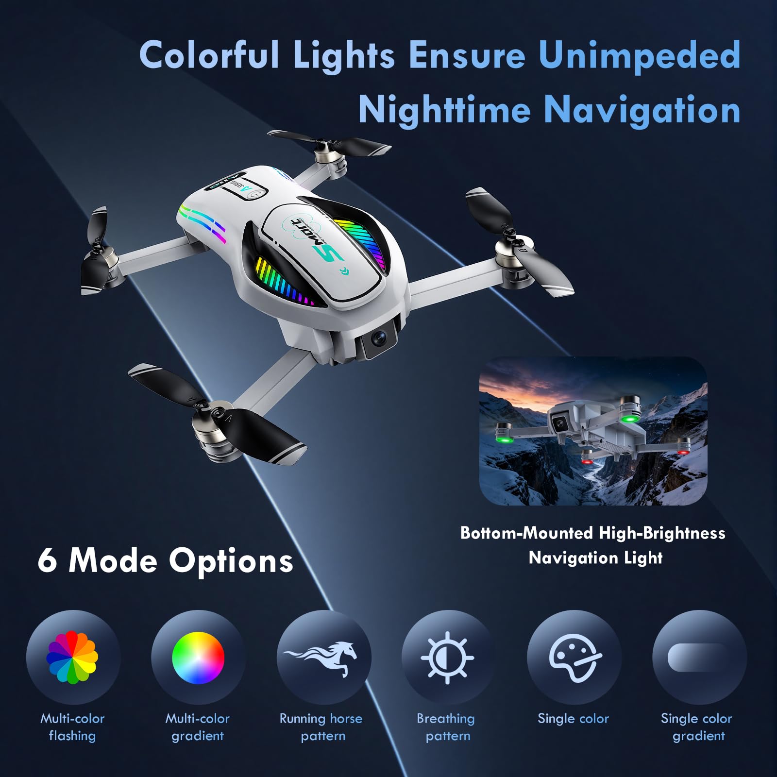 Gerbala Drohne, RC Drohne mit Doppelkameras 8K HD für Kinder, WiFi 30fps Quadcopter für Anfänger, mit 2 Akku Bürstenloser Motor Ein-Tasten-Start/Landung Optischer Fluss Hindernisvermeidung (A1182)