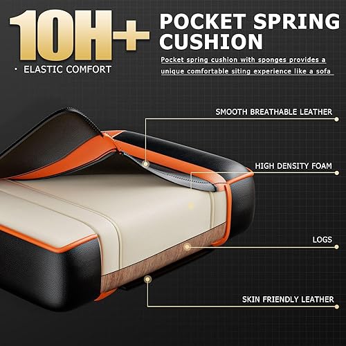 Miniatura 7 de Silla ergonómica para juegos con reposapiés, sillas de videojuegos de piel sintética para adultos, silla reclinable para jugadores, silla de oficina