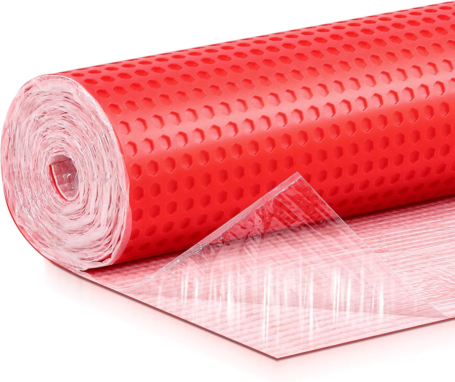 Drydiet Uncoupling Membrane for Tile Floor Self-Adhesive Tile 1/8''(3.3mm) Uncoupling Membrane Waterproof Crack Prevention Anti Fracture Floor Underlayment for Bathroom Kitchen(270sqft,Red)