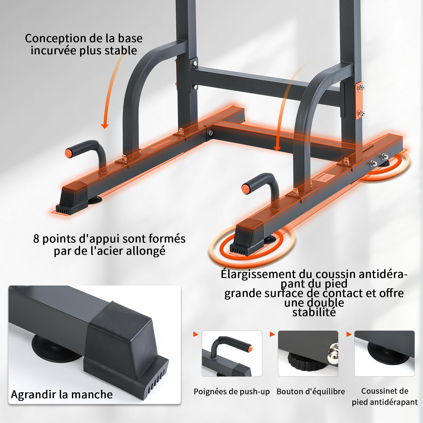 ISE Power Tower Barre de Traction Chaise Romaine Hauteur Réglables Multifonction Dips Abdominaux Station de Musculation Entraînement à Domicile, Accoudoirs, Fitness, Chaise Romaine Musculation