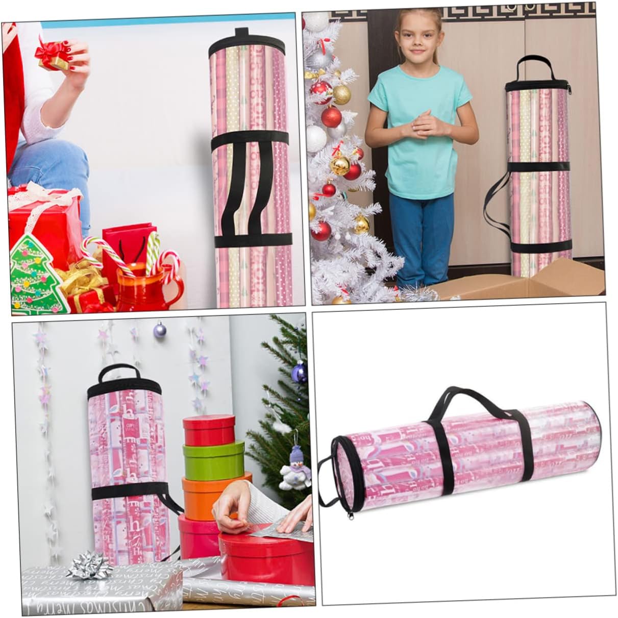 FOMIYES 5pcs Multi-use Christmas Pouch Transparent Cylindrical Storage Bag Versatile Wrapping Organizer for Candies Toys and Party Supplies Reusable Packing