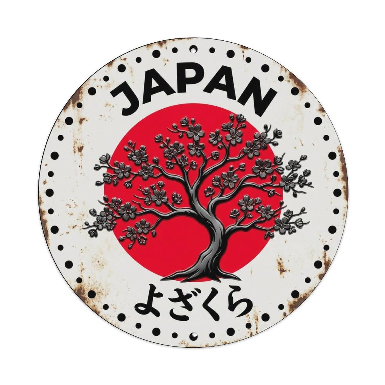 Night Cherry Japan Evening Blossom Tree Vintage Metal Tin Sign