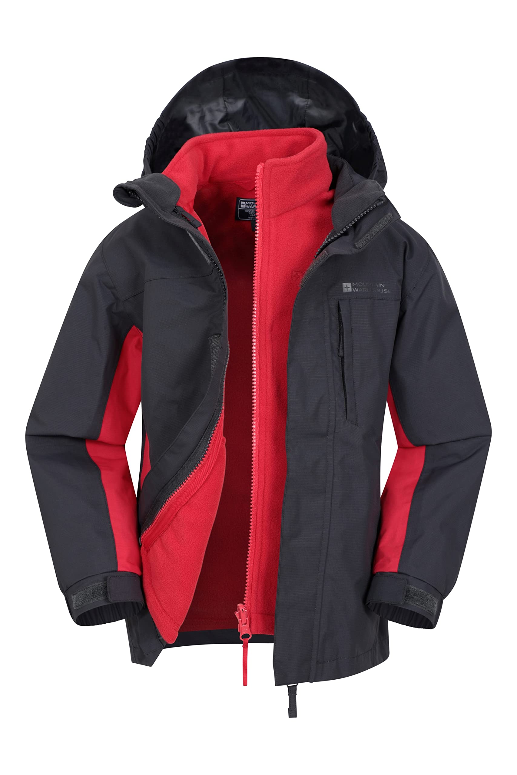 Mountain Warehouse Veste imperméable 3-en-1 Cannonball pour Enfant - Respirante - Coutures étanchées, Capuche Amovible, col doublé en Tricot - Marche et randonnée, Hiver