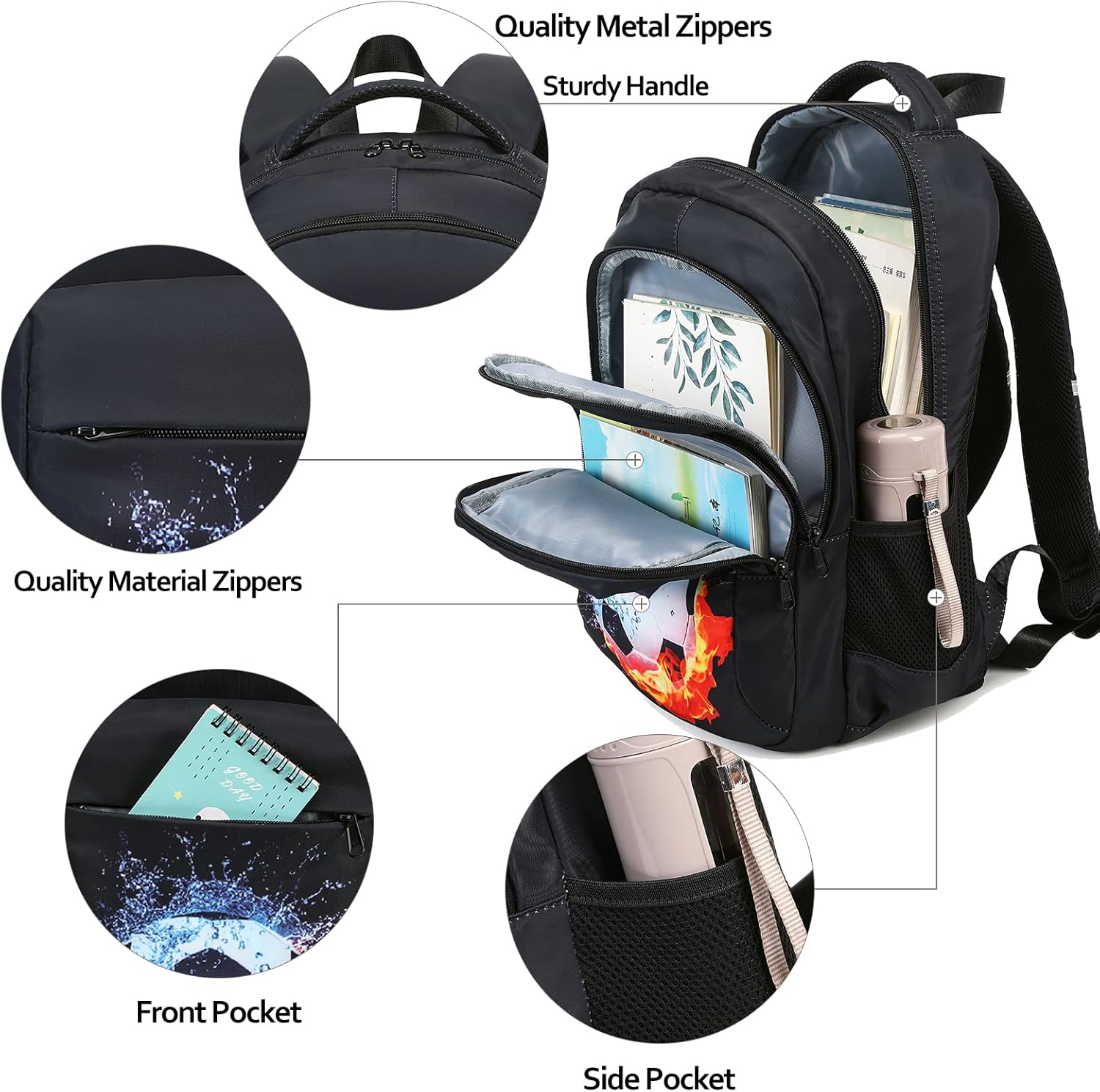 LEDAOU Backpack for Kids Boys Girls School Bags Teen Bookbags Set School Backpack with Lunch Box and Pencil Case - Image 4