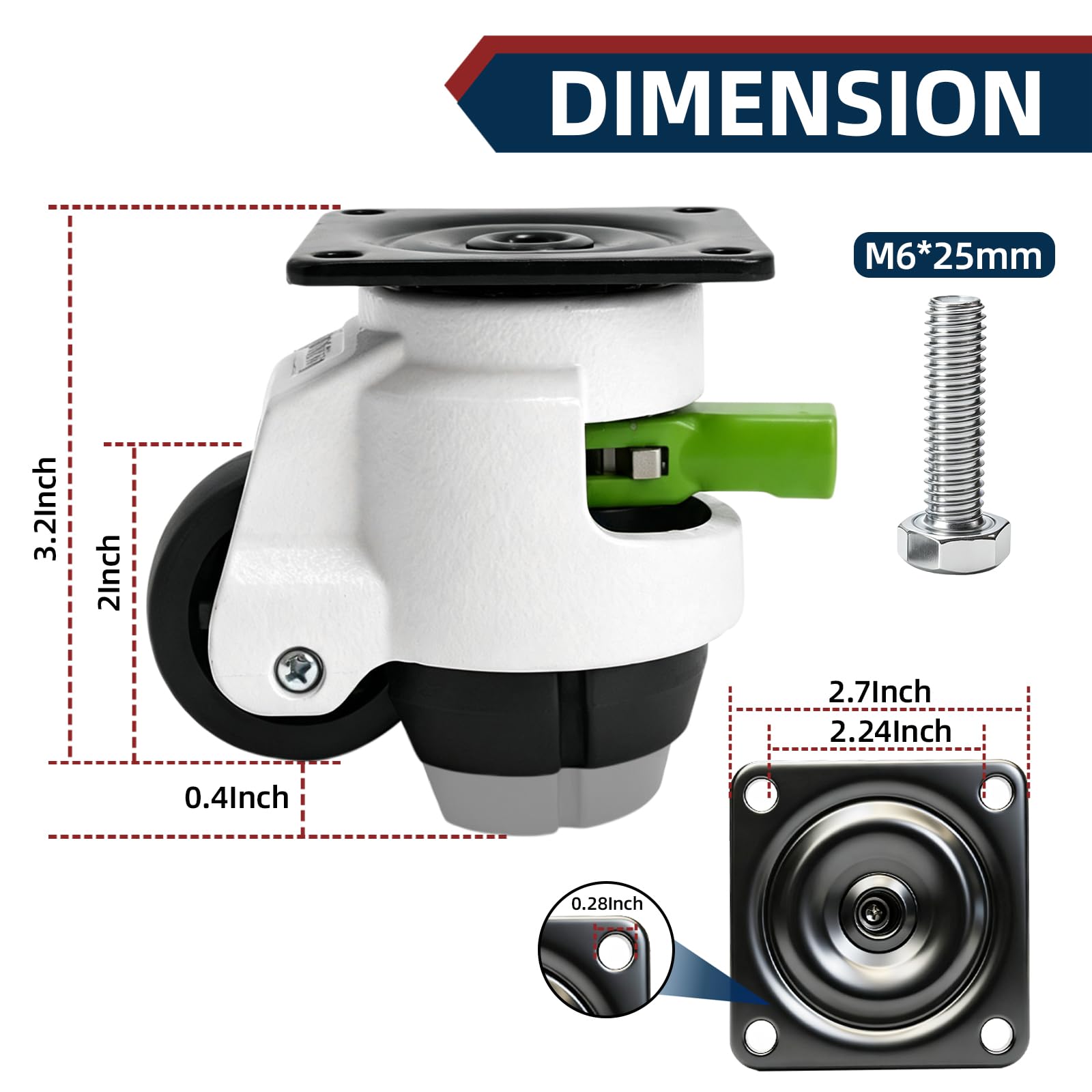 Heavy Duty Leveling Casters - Ratchet Handle -2