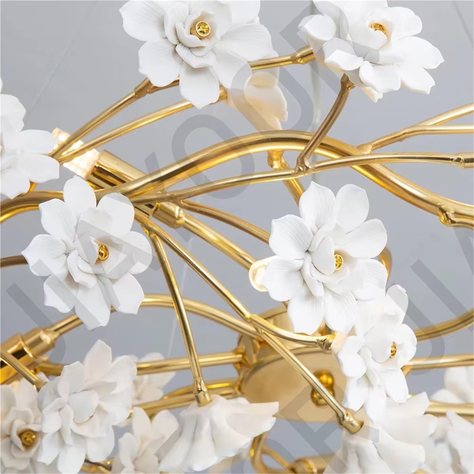 Französische weiße Blumenblüte Keramik Schlafzimmer Mädchenzimmer Romantische Decken-LED-Leuchte, Wohndeko