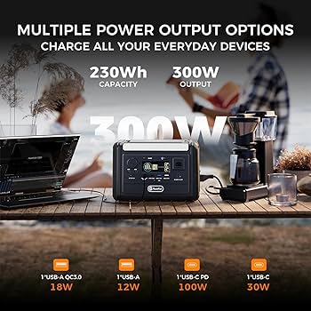 FlashFish ポータル電源　300W/230Wh Amazon.com: Flashfish 300W Portable Power Station 230Wh