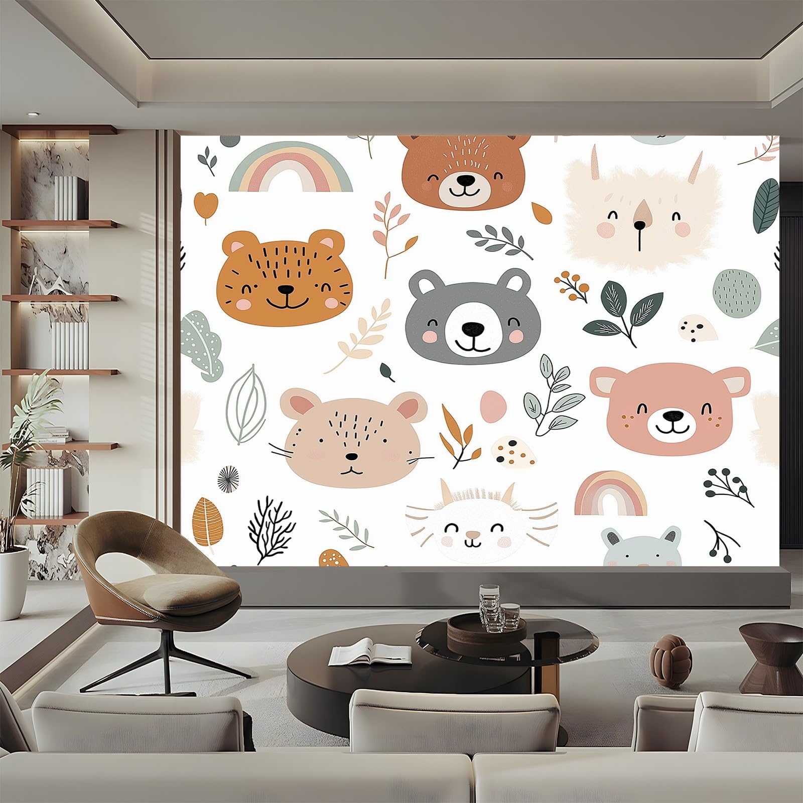 Panoramiczne tapety urocze kolorowe kreskówki zwierzęta 250 x 175 cm (szer. x wys.), gigantyczny plakat ścienny 3D nowoczesna tapeta dekoracja ścienna salon sypialnia sypialnia biuro tapeta