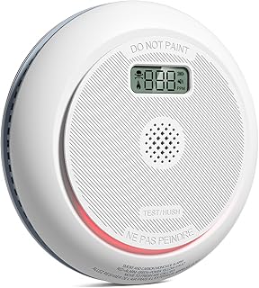 Smoke Detector Carbon Monoxide Detector Combo with LCD Display, 2 in 1 Fire and CO Detector Alarm with LED Indicator & Test Button, Battery Operated, UL 217 & UL 2034 Standards, 1 Pack