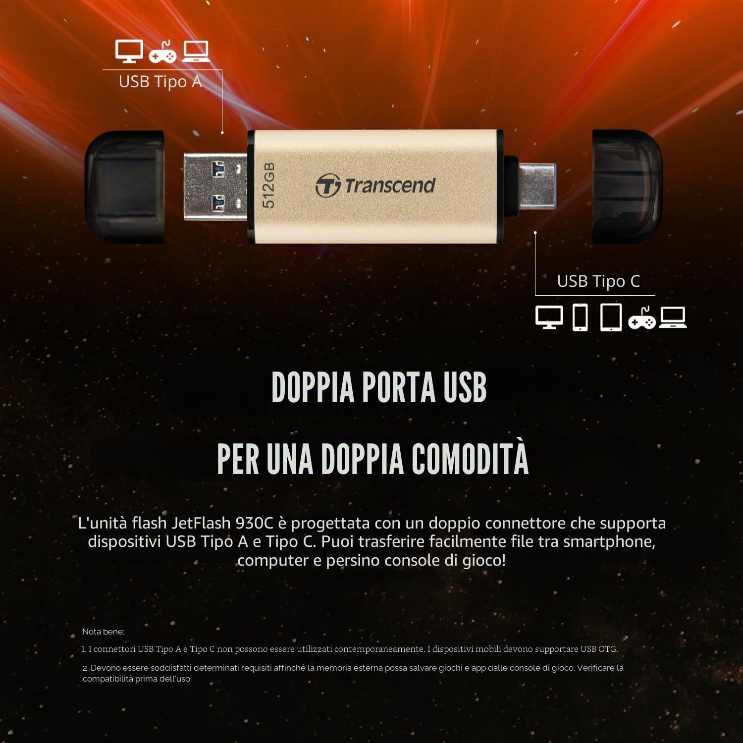 Transcend Chiavetta USB 256 GB JetFlash 930C USB 3.2 Gen 1 TS256GJF930C