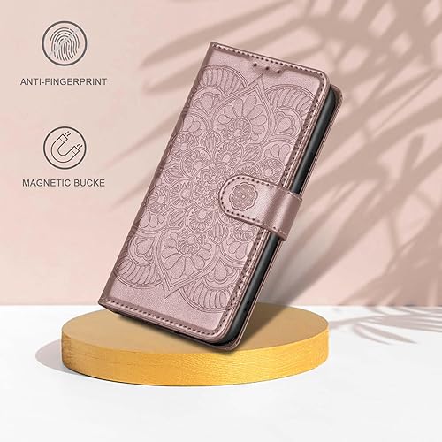 Miniatura 4 de Ateeky Funda tipo cartera para iPhone 15 Pro Max, función atril, funda protectora de piel sintética con ranura para tarjeta de crédito cierre