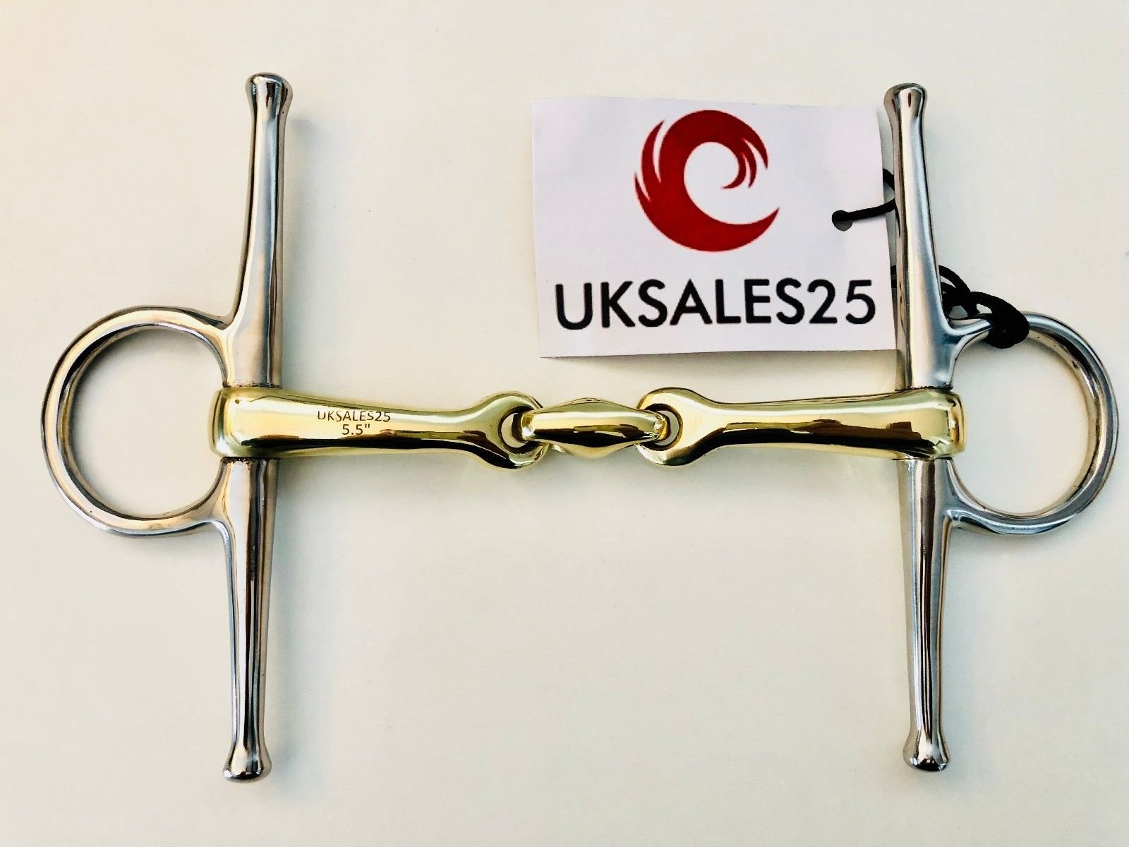 UKSALES25 Full Cheek Curved Snaffle Bit German silver & Stainless steel (5")