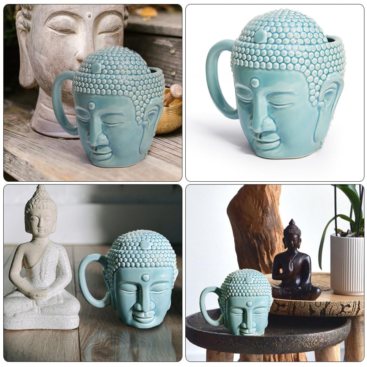 Tasse à Café en Céramique Bouddha 450Ml avec Anse Ergonomique Mug Créatif pour Boire Café et Thé Tasse en Céramique Antidérapante Maison et Bureau