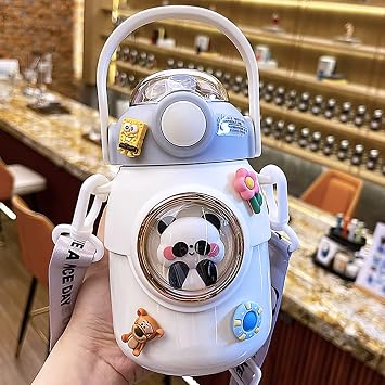 NCDUANSAN 700ML Kawaii Insulated Water Cup 316 Stainless Steel Cute Girl Outdoor Bottle Portable Straw Drinking Bottle