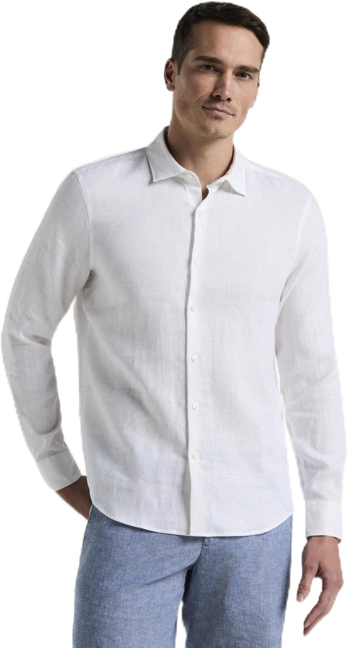 Men's Solid Linen Long Sleeve Shirt
