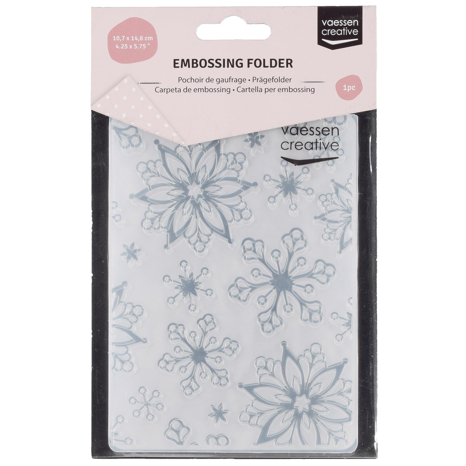 Vaessen Creative Embossing Folder Snowflakes 5.75 x 4.21 inches - Embossing Folder for Card Making, Scrapbooking, Journaling - Reusable - Precise Results - for Embossing and Die-Cutting Machines