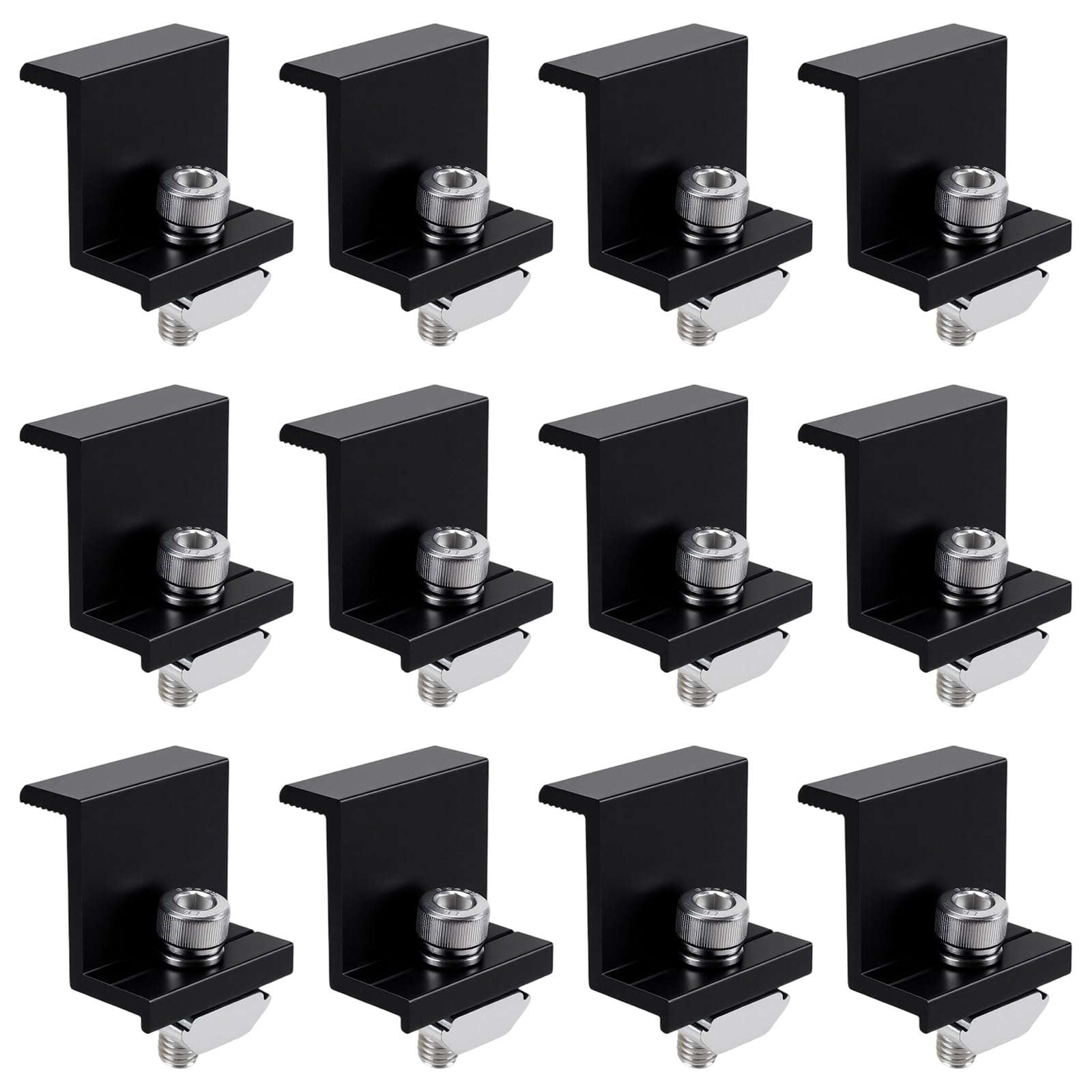 Support de panneau solaire en Z réglable anti corrosion noir avec visserie lot de 12