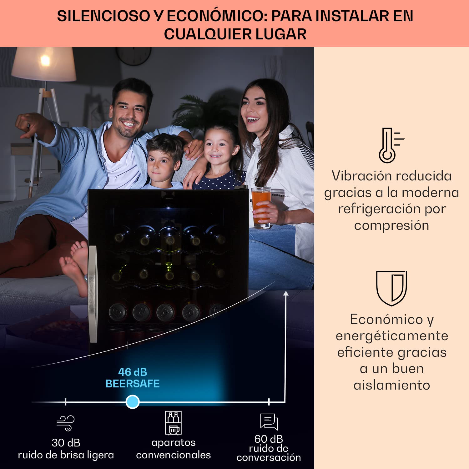 KLARSTEIN Mini Nevera Pequeña Puerta Cristal Habitaciones, Portatil Electrica, para Bebidas, Frigorificos 60L, con Estantes