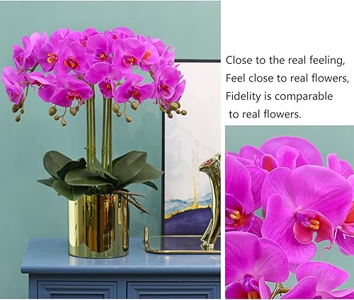 Miniatura 54 de FagusHome Phalaenopsis - Flores artificiales de 32 pulgadas, 6 piezas de orquídeas artificiales con tallo para decoración del hogar (rosa)