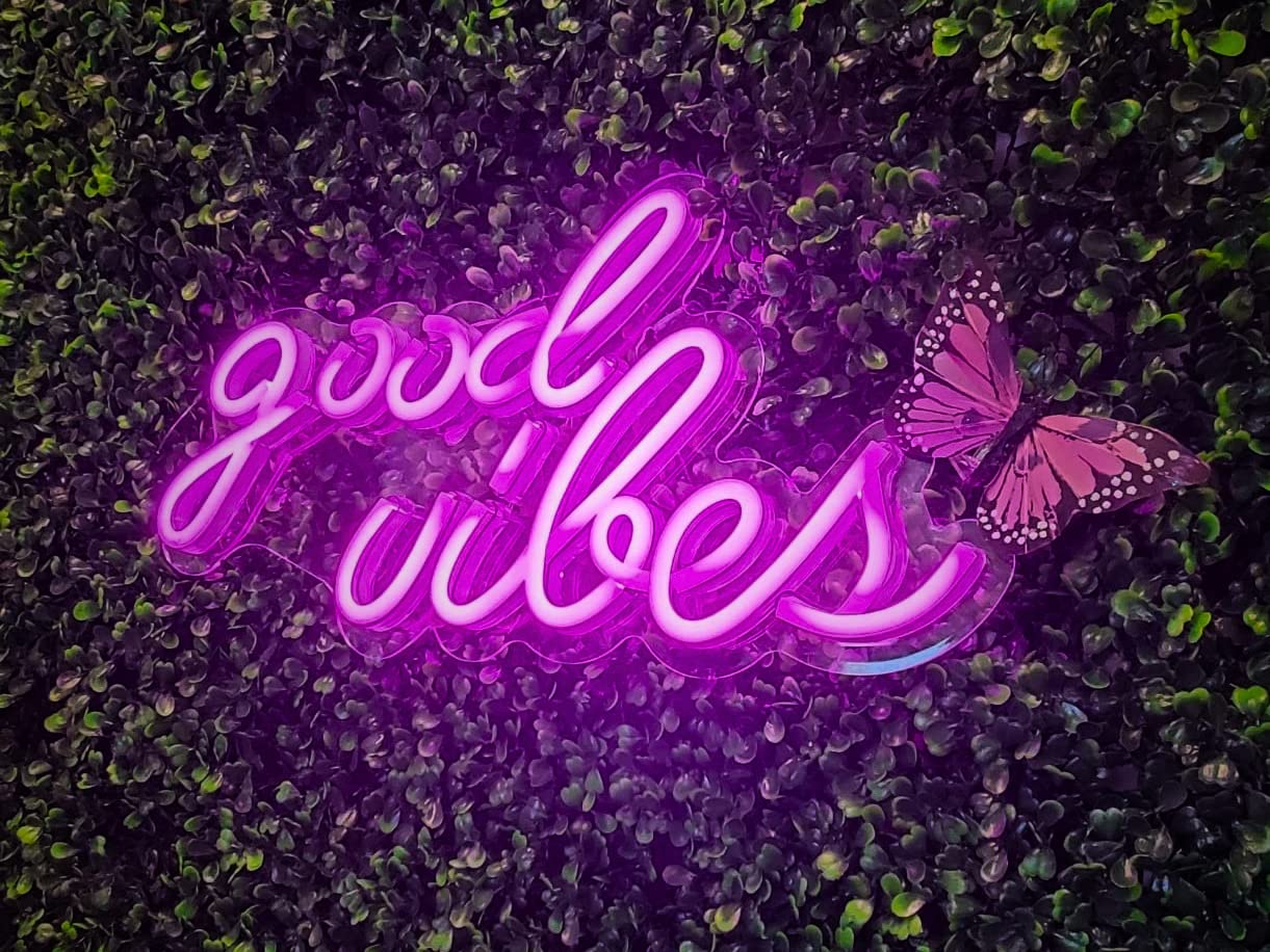 VYNES Good Vibes LED Neon Signs Light LED Art Decorative Sign - Wall Decor/Table Decor, Home Decor for Wedding Party Kids Room Living Room House Bar Pub Hotel Beach (Pink) (B0B8139RX8) Amazon Price History, Amazon Price Tracker