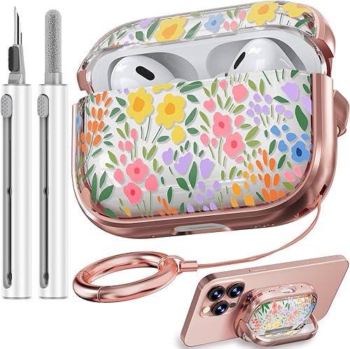 Miniatura 45 de Inesore Funda rígida para AirPods Pro de 2ª generación con candado, diseño de flores, lindo AirPod Pro 2, fundas rígidas para iPod Pro para mujeres