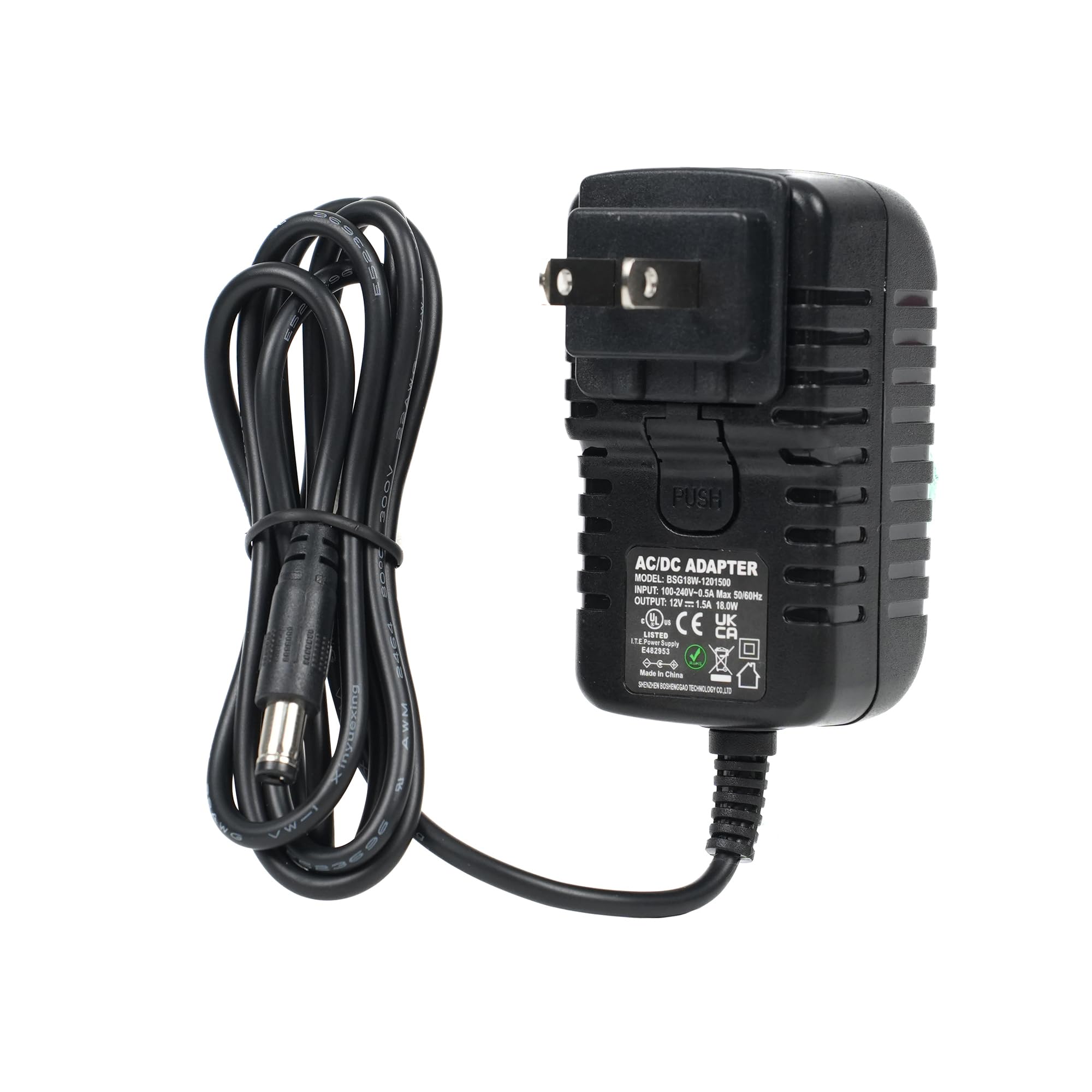 Universal Power Adapter - 12V 1.5A Power Supply - 5.5x2.1mm Connector for Various Devices – UL Listed Adapter – Easy to Use and Safe