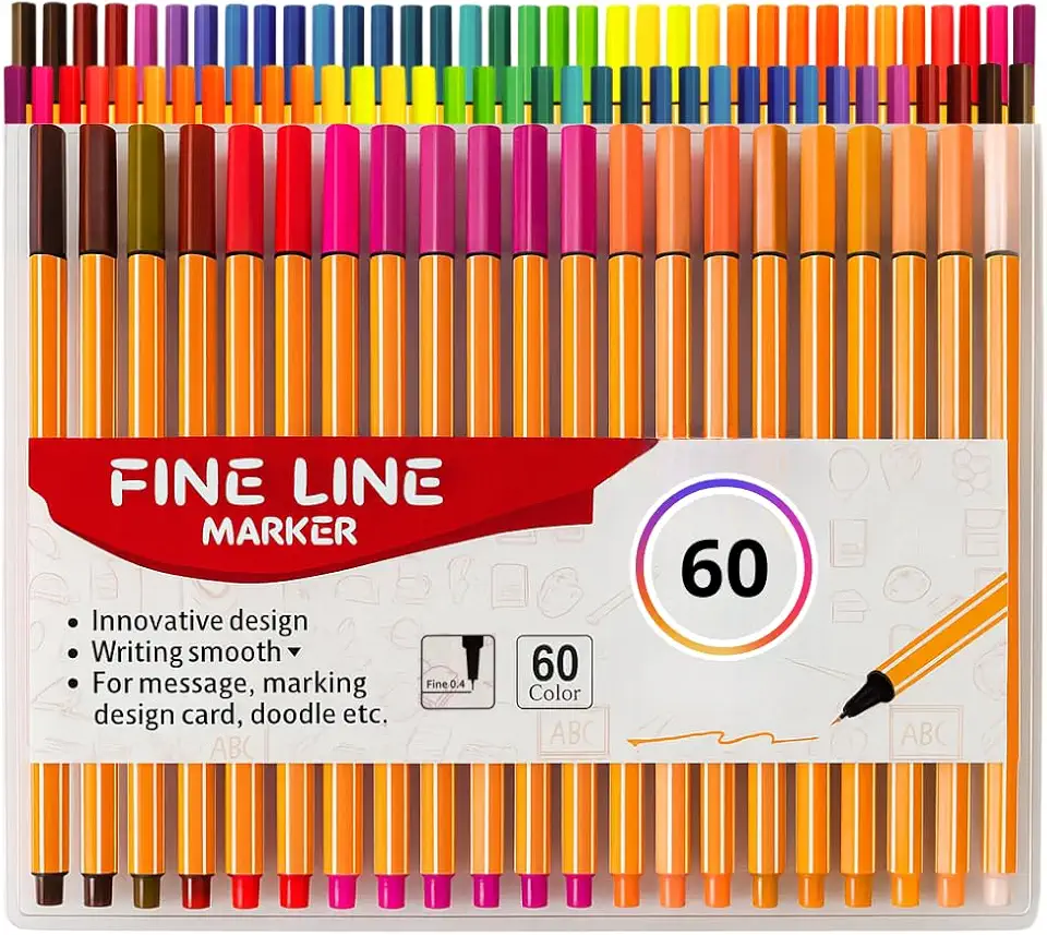 Kit Canetas Fineliner Coloridas Ponta Fina 0.4mm Secagem Rápida Desenho Escrita Ergonômica Premium (60)